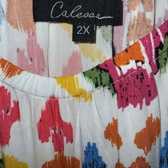 NWT Calessa Abstract Ikat Print Top Tunic size 2X - Picture 3 of 5